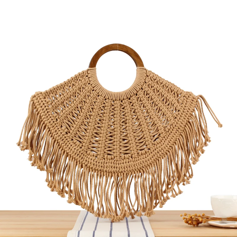 Makramee-Handtasche mit Holzgriff Skanto