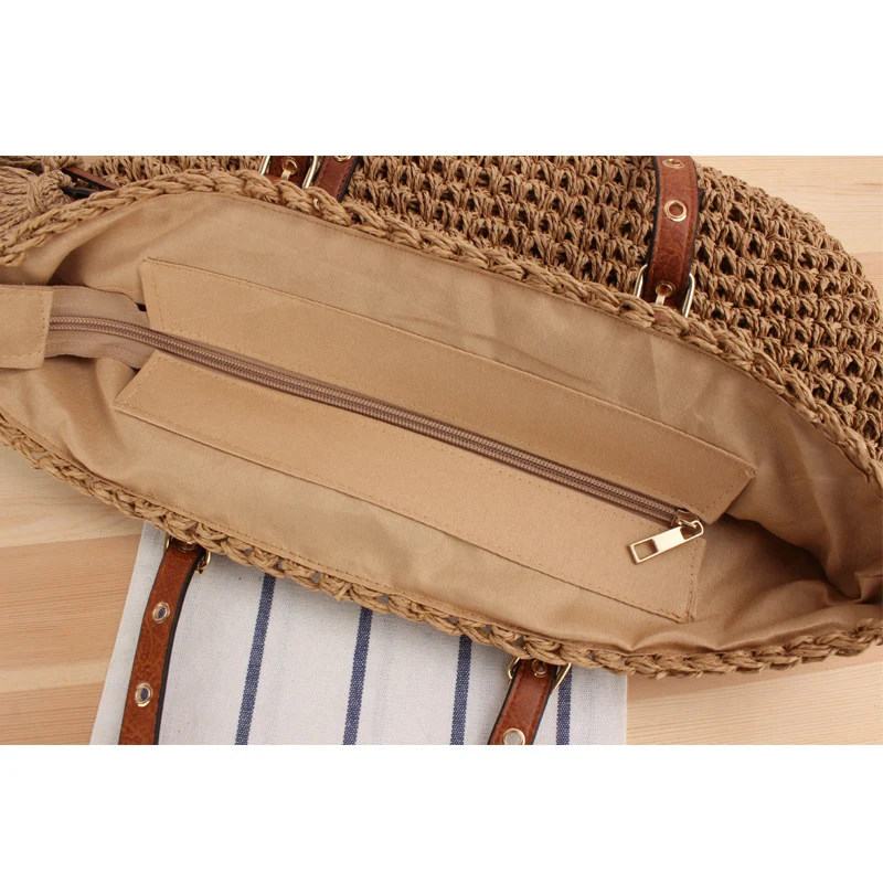 Große gewebte Strandtasche mit eleganten Kontrastgriffen Skanto