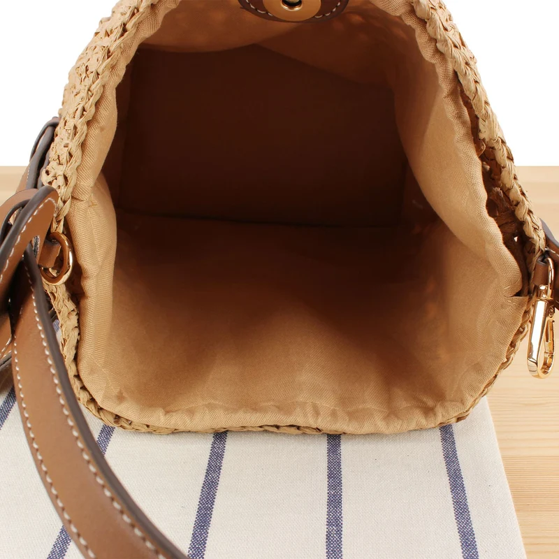Geflochtene Stroh-Handtasche mit elegantem Lederbesatz Skanto