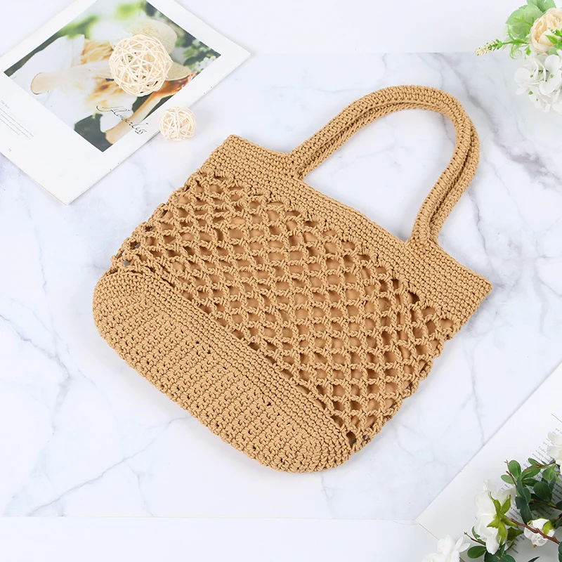 Handgeknüpfte Tote Bag mit modernem Netzdesign Skanto