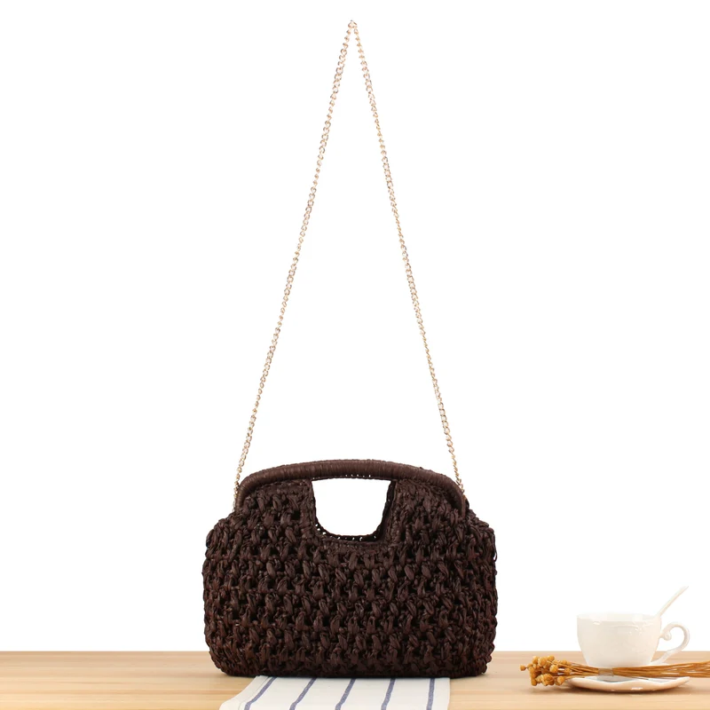 Elegante Raffia-Umhängetasche mit Kettenakzenten Skanto