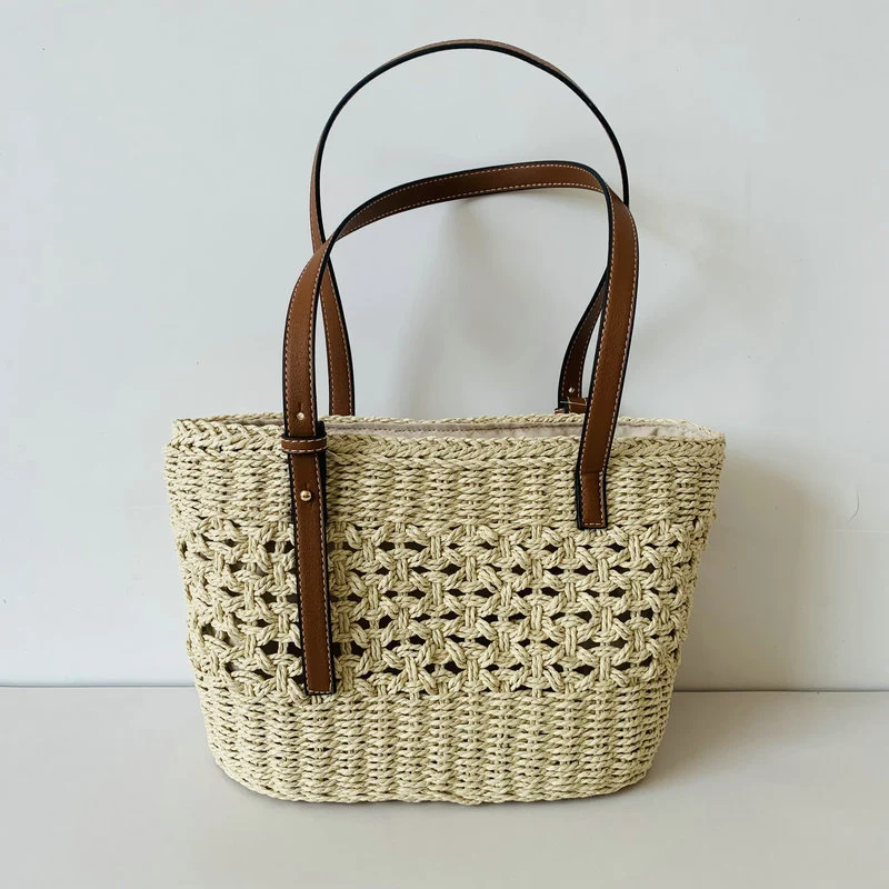 Handgefertigte Strandtasche mit hochwertigen Ledergriffen Skanto