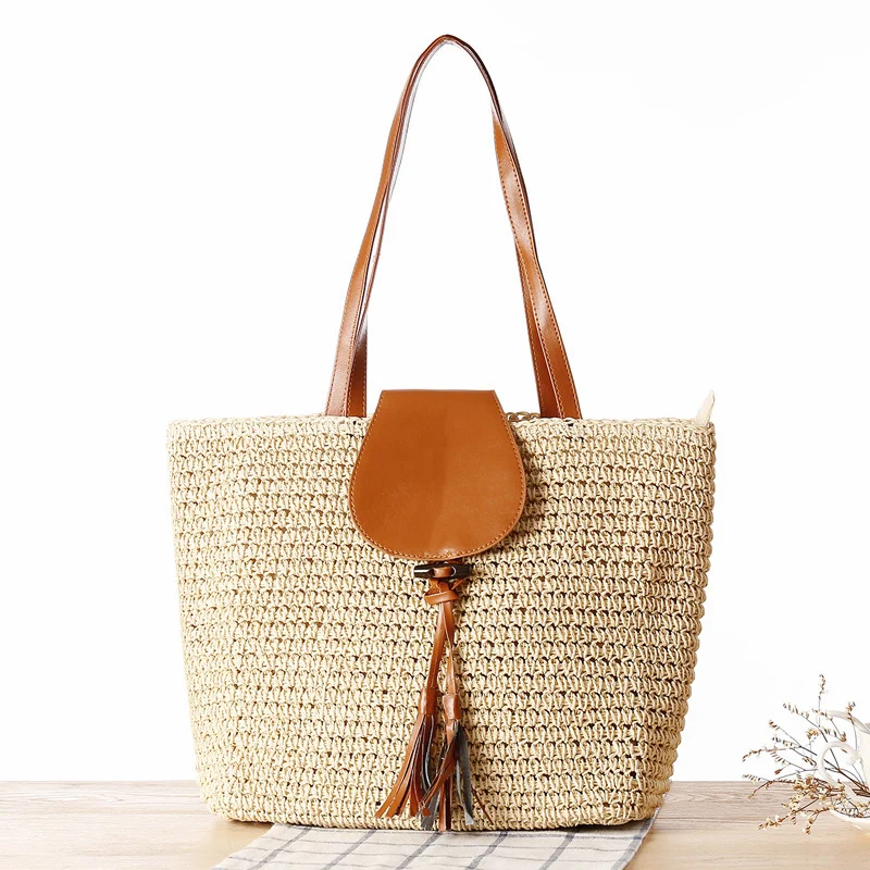 Elegante Korbtasche mit Lederdetails Skanto