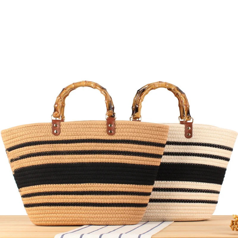 Elegante Korbtasche mit Bambusgriff Skanto