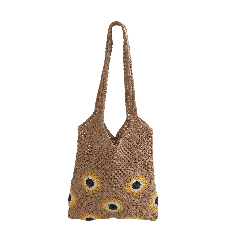 Handgefertigte Jutetasche mit buntem Blumenmuster Skanto