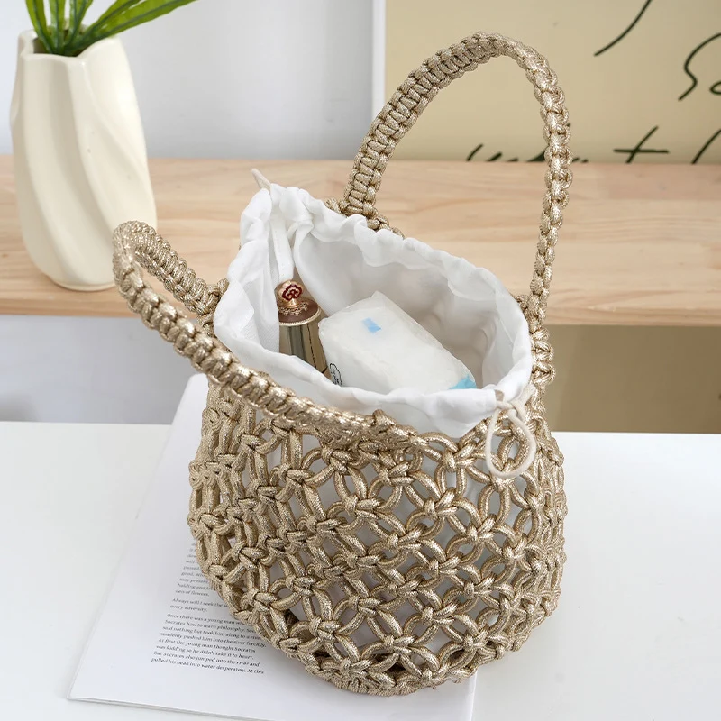 Handgefertigte Shopper-Tasche in feinem Makramee Skanto