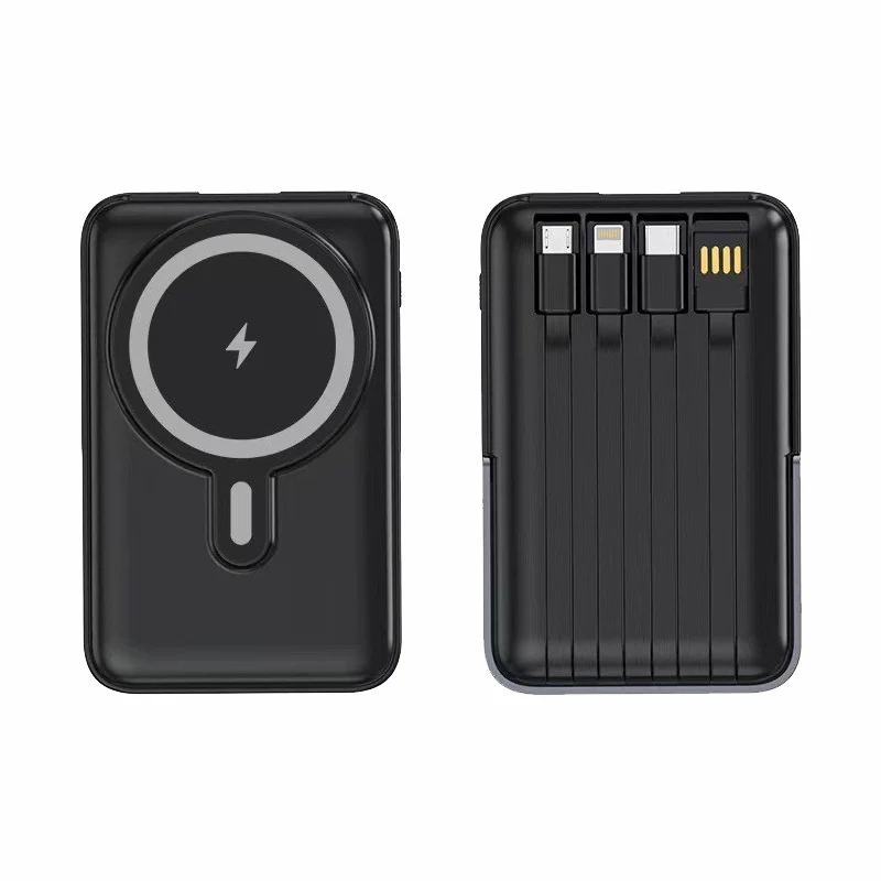 Tragbare Powerbank mit integriertem Kabelstauraum von Skanto