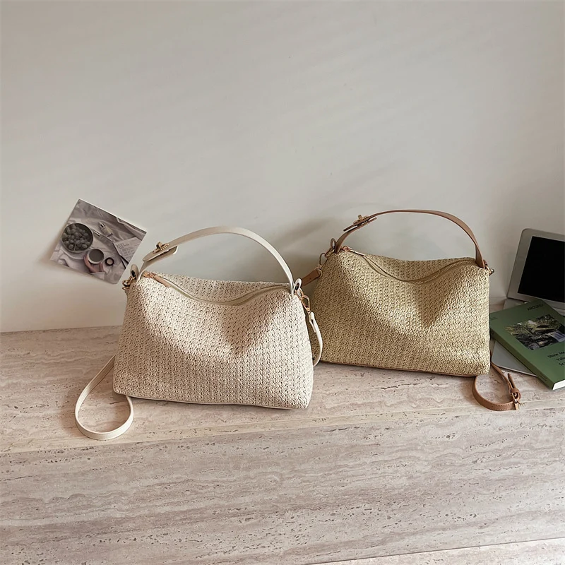 Elegante Strohtasche mit abnehmbarem Schultergurt Skanto