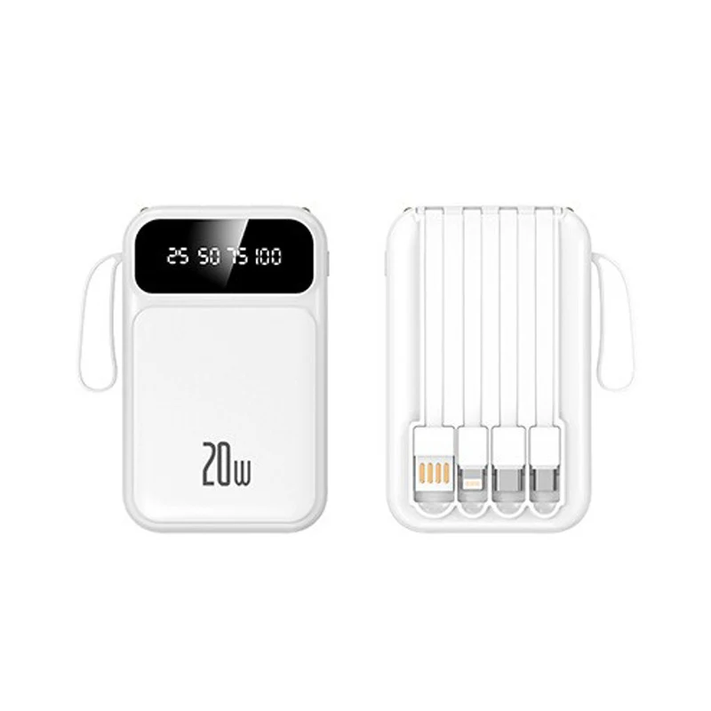 Powerbank mit integrierten Kabeln und LED-Anzeige Skanto