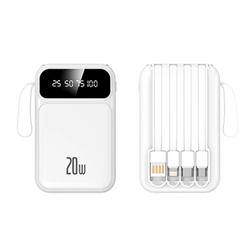 Powerbank mit integrierten Kabeln und LED-Anzeige Skanto