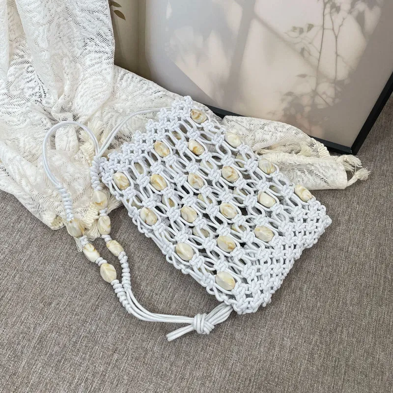 Handgeknüpfte Umhängetasche mit Muscheln Skanto
