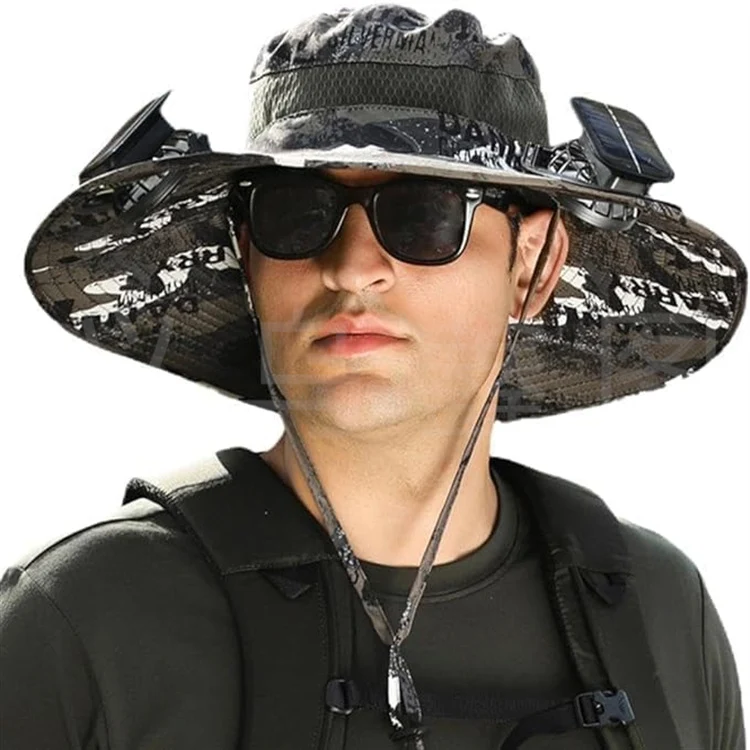 Sonnenhut mit solarbetriebenem Ventilator und breiter Krempe Skanto