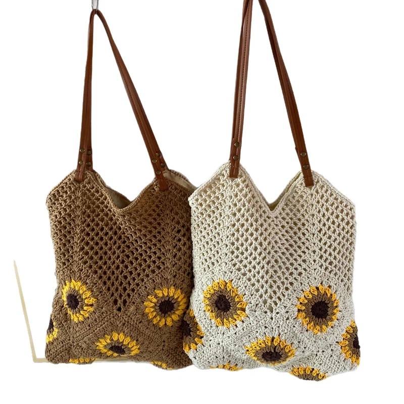 Handgeknüpfte Umhängetasche mit Sonnenblumenmuster Skanto
