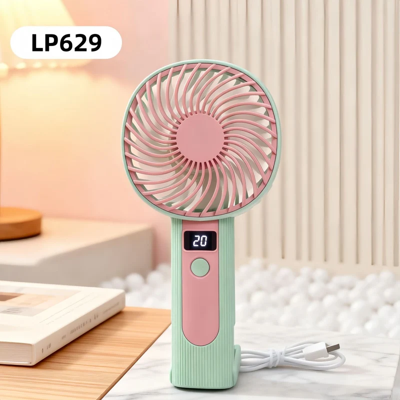 Tragbarer USB-Handventilator für Damen mit LED-Anzeige und einstellbaren Geschwindigkeiten Skanto