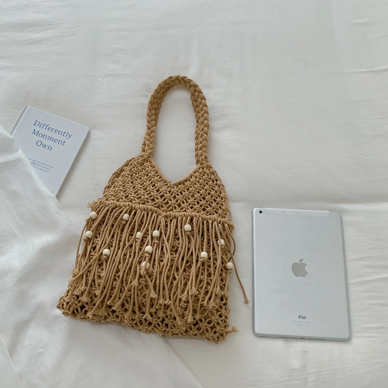 Handgemachte Makramee-Tasche mit Quasten Skanto