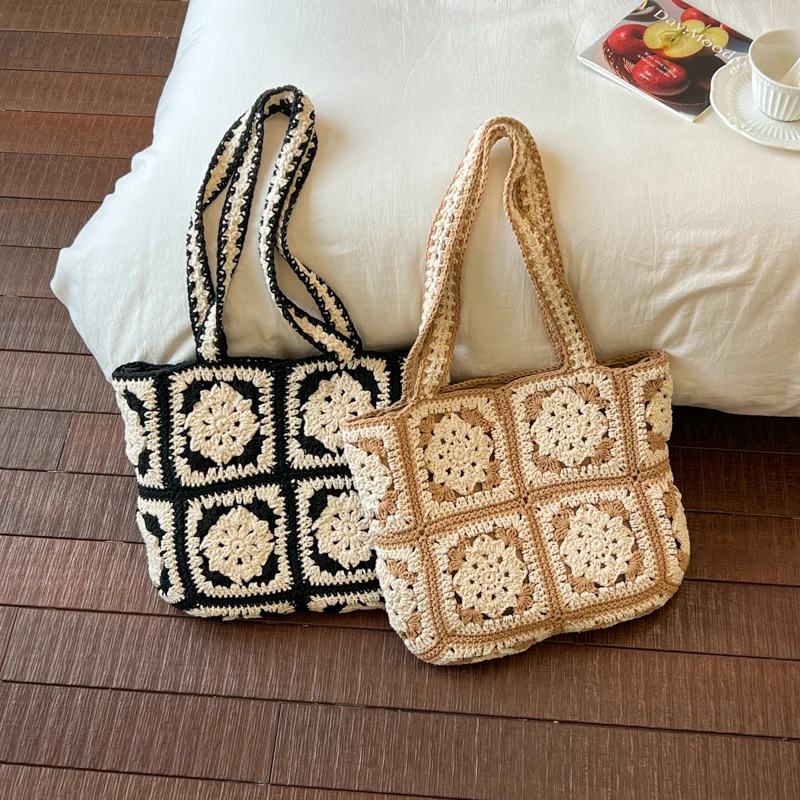 Handgemachte gehäkelte Tasche mit geometrischen Mustern Skanto