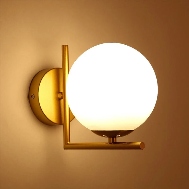 Moderne runde Glas-Kugel-Wandleuchte – Elegante Wandhalterung für Schlaf- & Wohnzimmer | Skanto