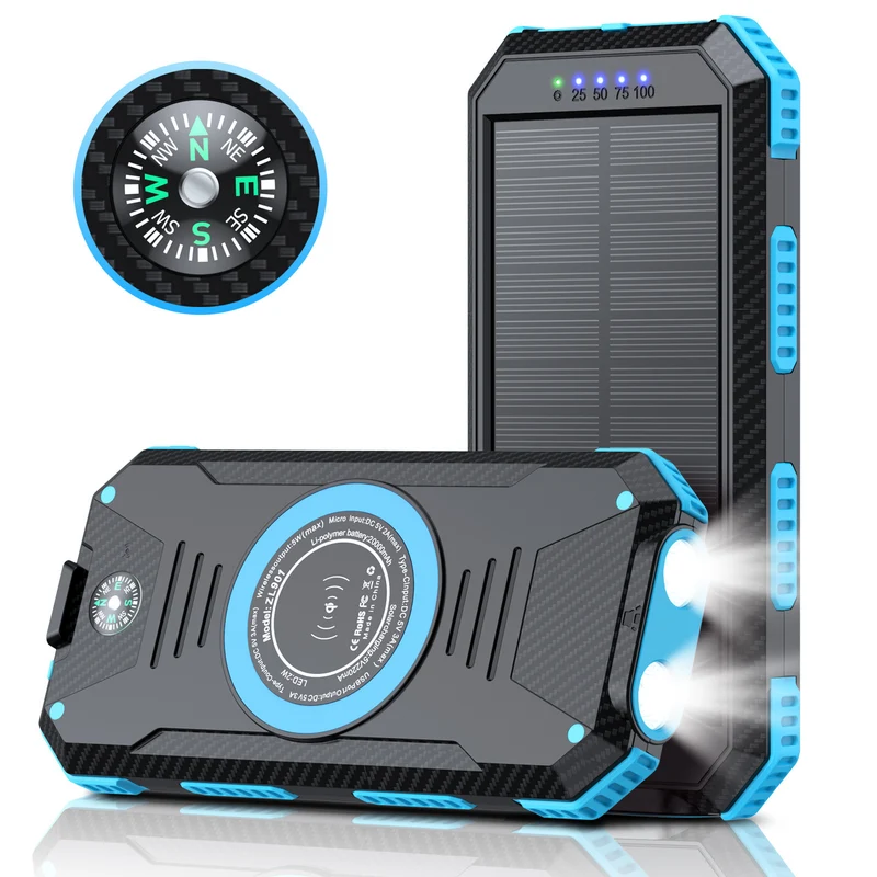 Solar-Powerbank mit kabelloser Ladefunktion Skanto