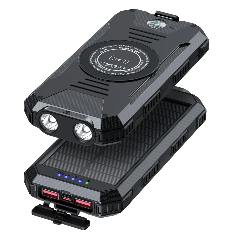 Solar-Powerbank mit kabelloser Ladefunktion Skanto
