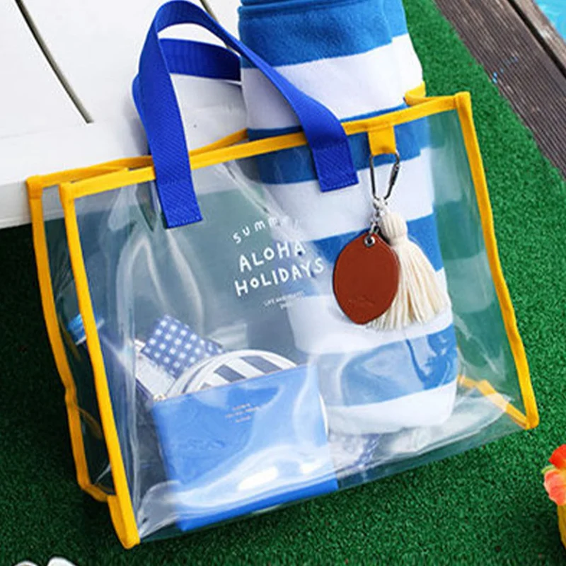 Transparente Strandtasche mit stilvollen Griffen und mehreren Fächern Skanto