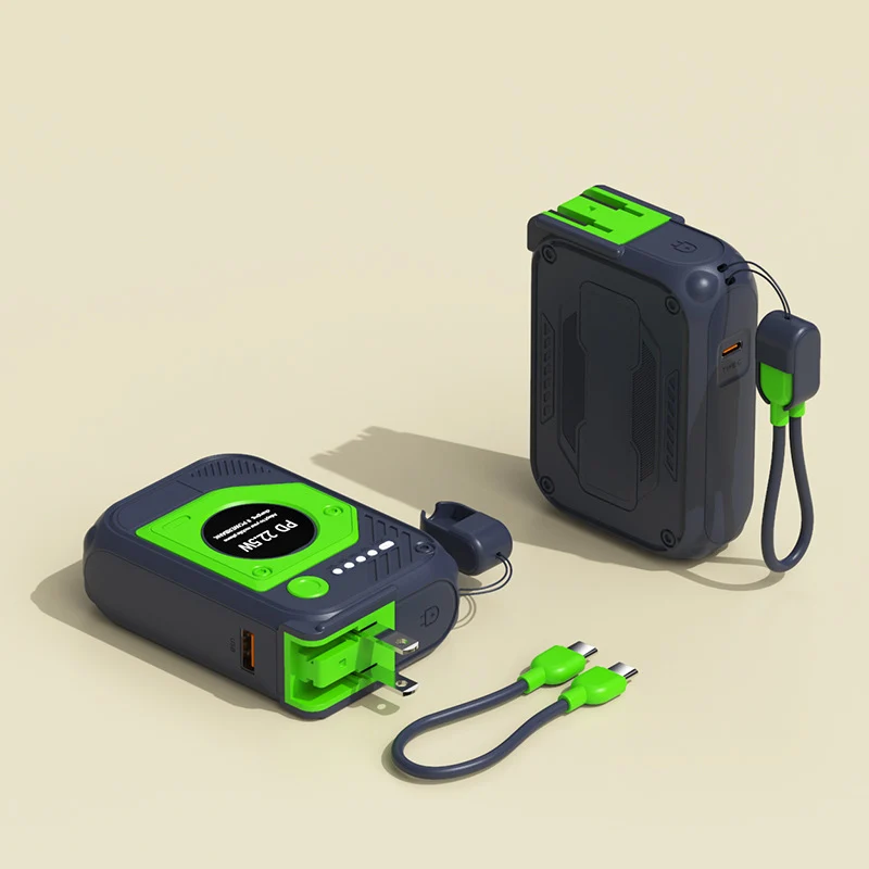 Tragbare Powerbank mit multifunktionalem, integriertem Ladekabel Skanto