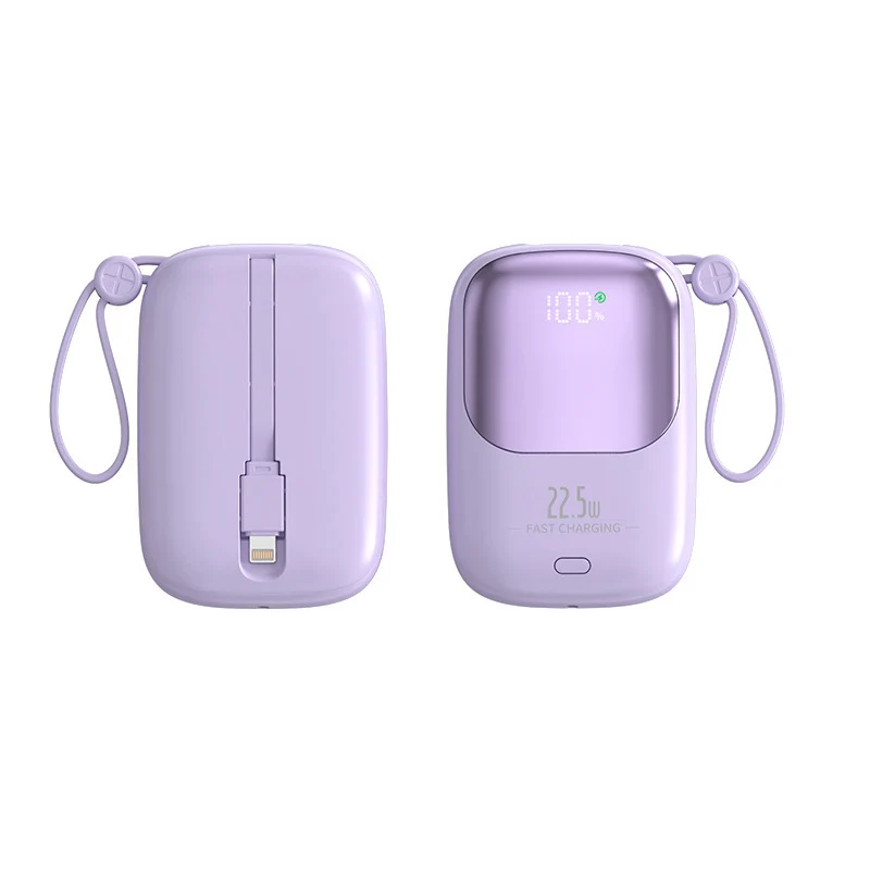 Tragbare Powerbank mit digitaler Ladeanzeige und integriertem Ladekabel Skanto