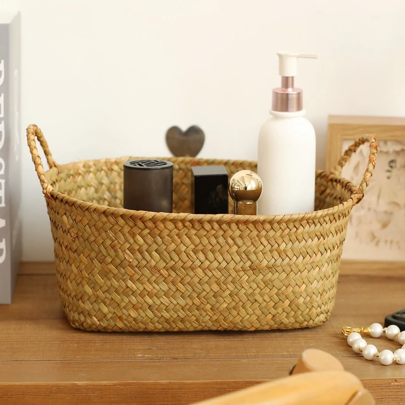 Handgefertigter gewebter Aufbewahrungskorb mit Griffen Skanto
