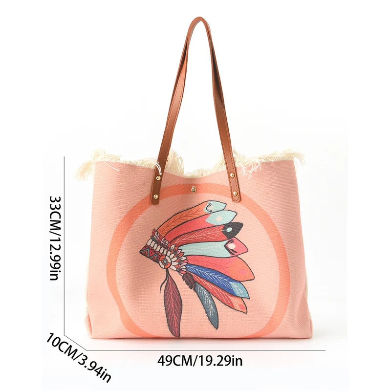Strandtasche mit Blumendesign und Fransen Skanto
