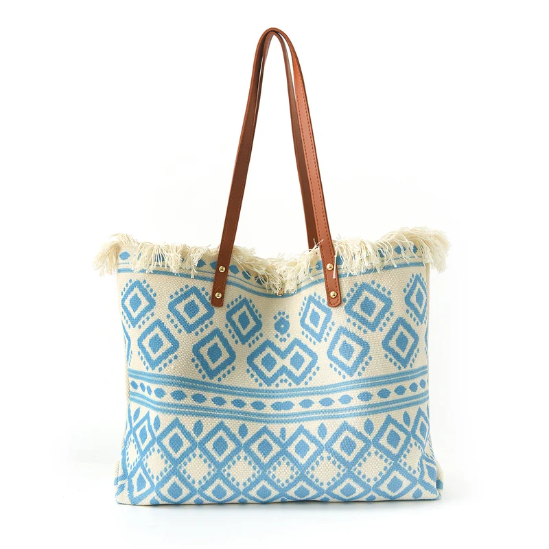 Strandtasche mit Blumendesign und Fransen Skanto