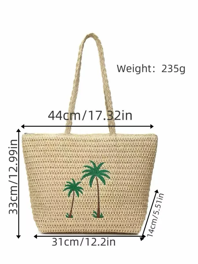 Sommerliche Korbtasche mit Palmenmuster Skanto