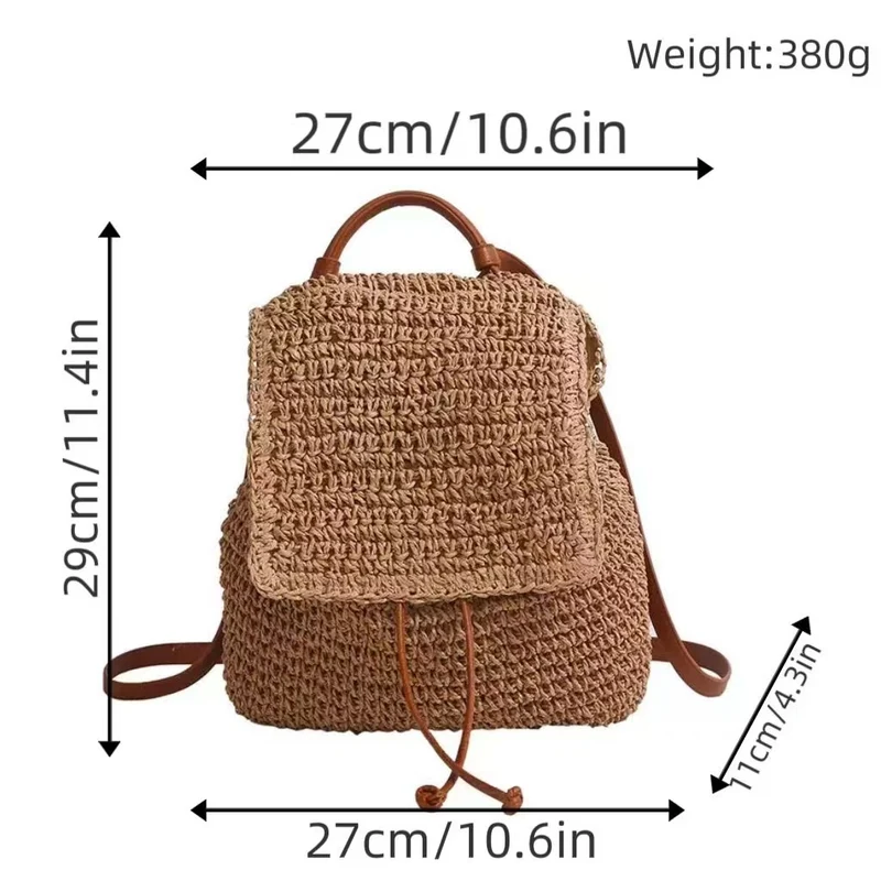 Rucksack mit gehäkeltem Design und stabilen Lederriemen Skanto