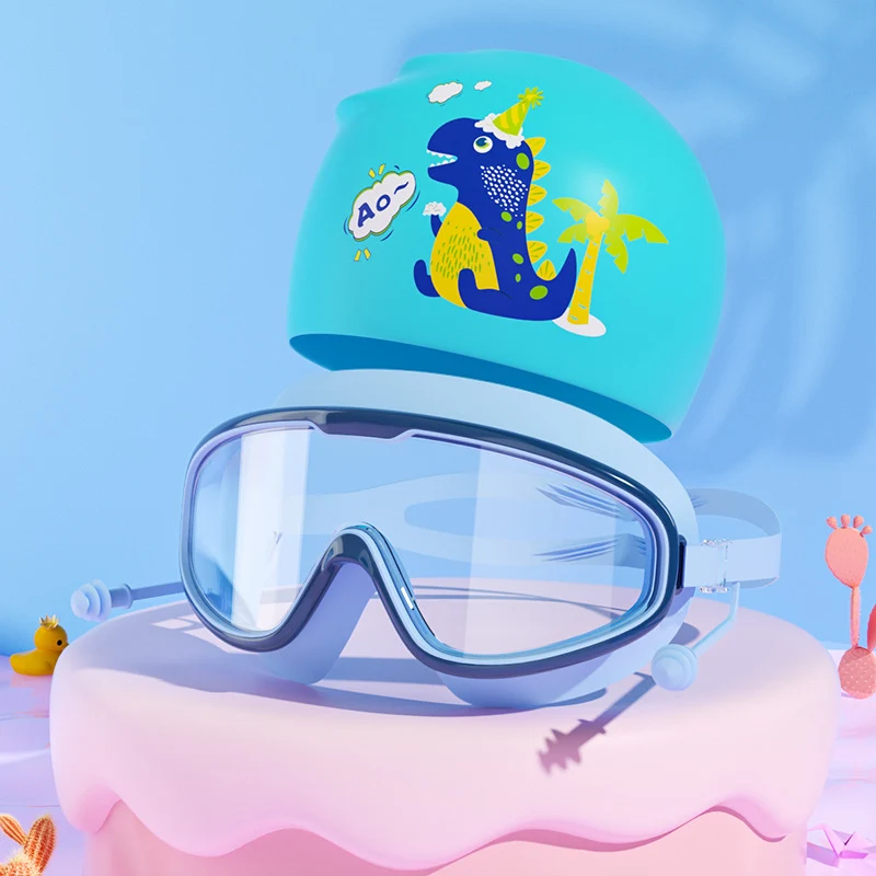 Schwimmmasken- und Badekappen-Set für Kinder mit Einhorn-Motiv Skanto
