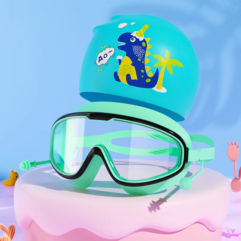 Schwimmmasken- und Badekappen-Set für Kinder mit Einhorn-Motiv Skanto