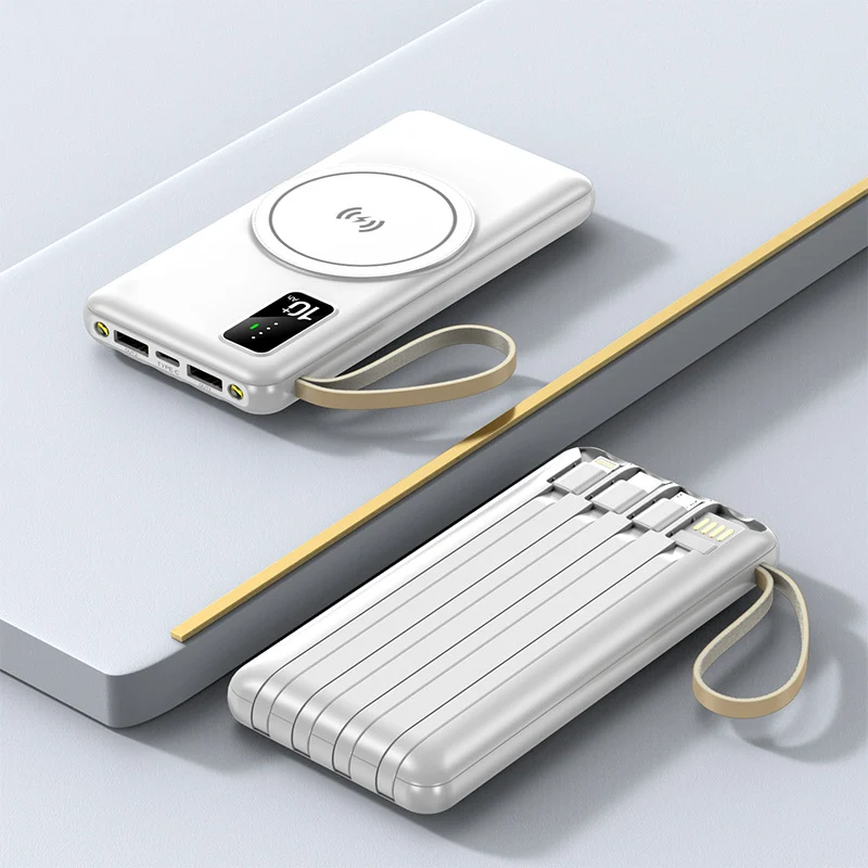 Portable Qi-Lade-Powerbank mit multifunktionalen USB-Anschlüssen Skanto