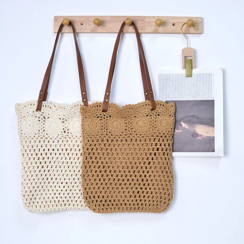 Designer-Einkaufstasche mit handgehäkelten Details Skanto
