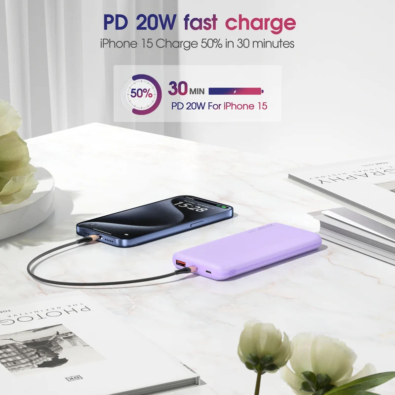 Tragbare Powerbank mit Schnellladefunktion und mehreren Anschlüssen Skanto