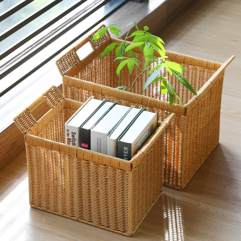 Handgefertigter Aufbewahrungswürfel aus Geflecht mit ergonomischen Griffen Skanto