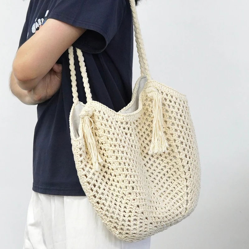 Makramee Strandtasche mit Fransen-Detail Skanto