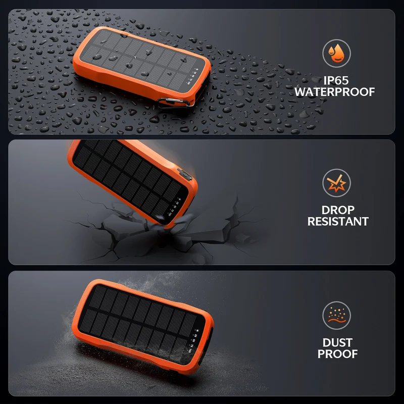 Solarladegerät mit integrierten USB-Anschlüssen und LED-Leuchten Skanto
