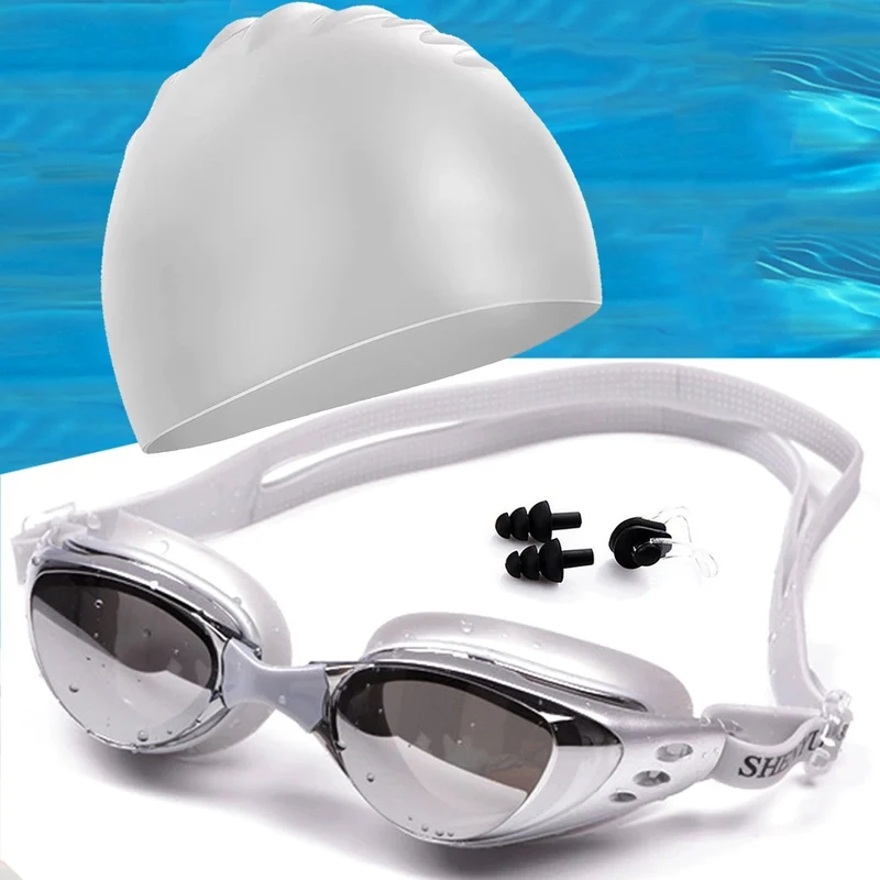 Schwimmset mit ergonomischer Schwimmbrille und Silikonkappe Skanto