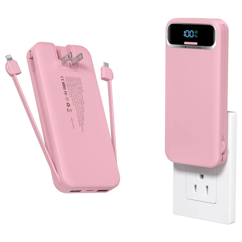 Powerbank mit integriertem Akkuladegerät und LCD-Bildschirm Skanto