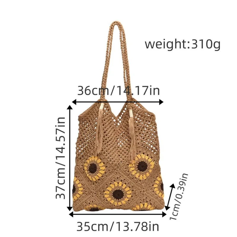 Große und flexible Tasche aus Naturmaterial mit Blumenmuster Skanto