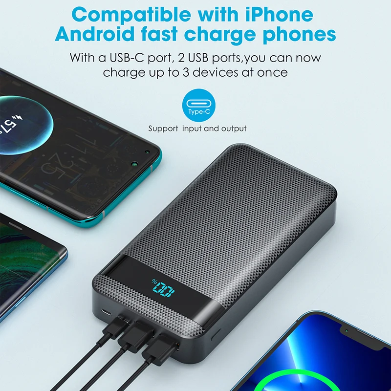 Hochleistungs-Powerbank mit Digitalanzeige und Schnellladefunktion Skanto