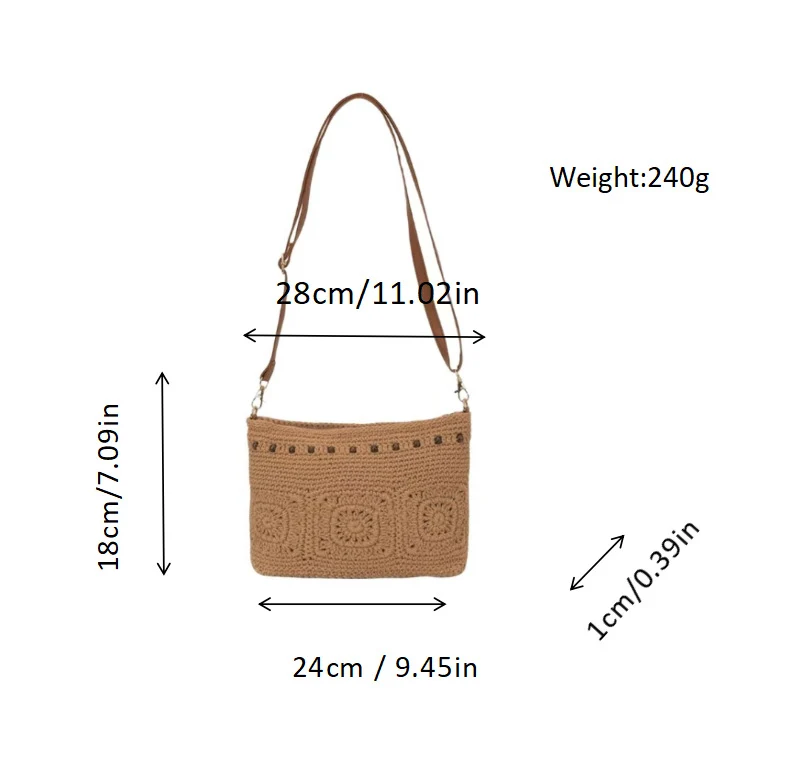 Handtasche mit feinen Häkelmotiven Skanto