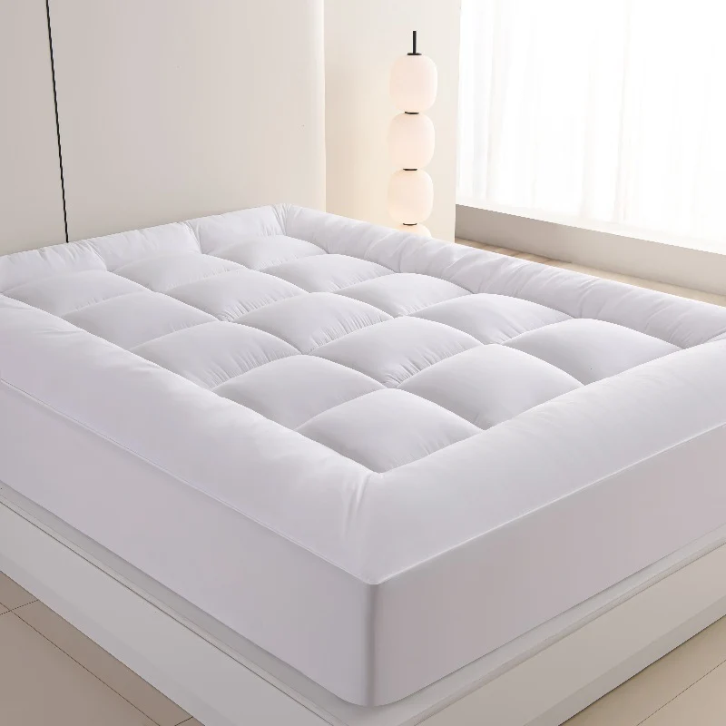 Ultimative kühlende Matratzenauflage – Premium gesteppter Pillow Top, luxuriös flauschig und ultra-atmungsaktiv mit sicherem 14-18 tiefem Taschenbezug – Verbesserter Schlafkomfort, 1 Stk. | Skanto