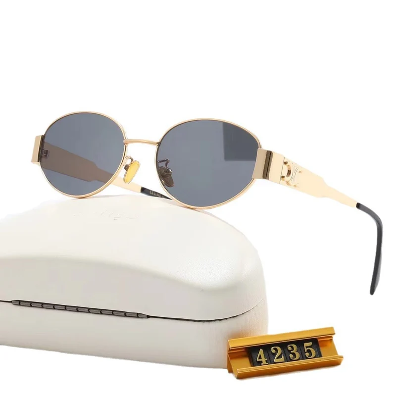 Elegante ovale Damen-Sonnenbrille mit goldfarbenem Rahmen Skanto