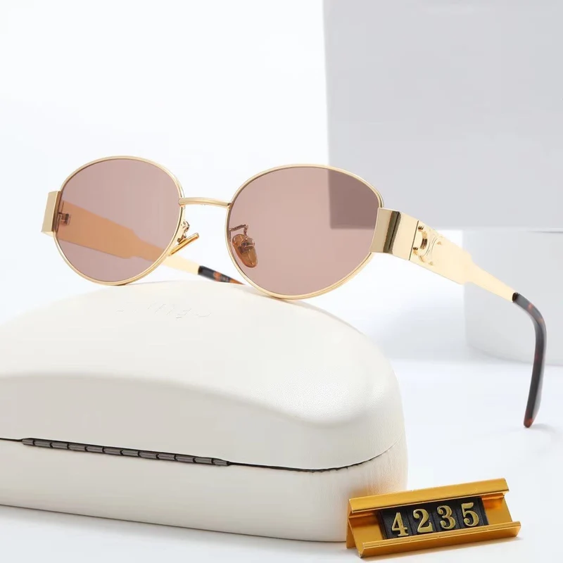 Elegante ovale Damen-Sonnenbrille mit goldfarbenem Rahmen Skanto