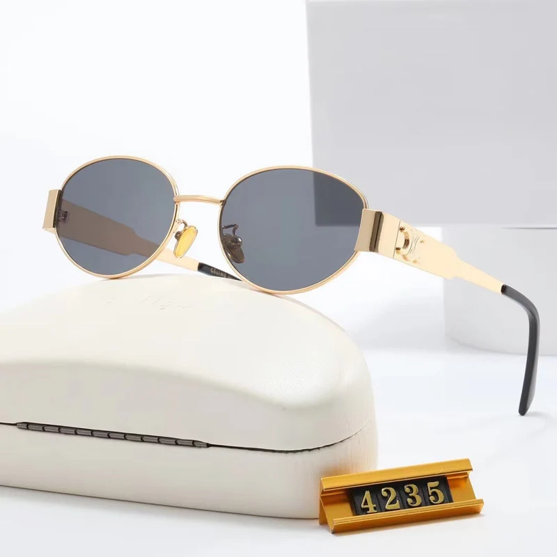 Elegante ovale Damen-Sonnenbrille mit goldfarbenem Rahmen Skanto