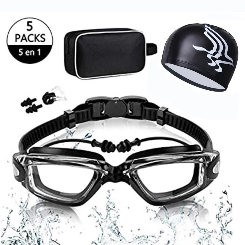 Premium-Schwimmbrillen-Set mit verstellbarem Kopfband und Schutzhülle Skanto