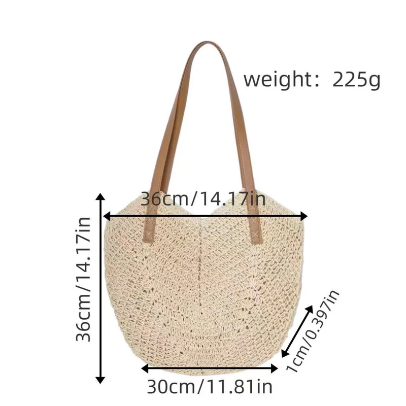 Strandtasche mit modischem Flechtmuster und robusten Lederriemen Skanto